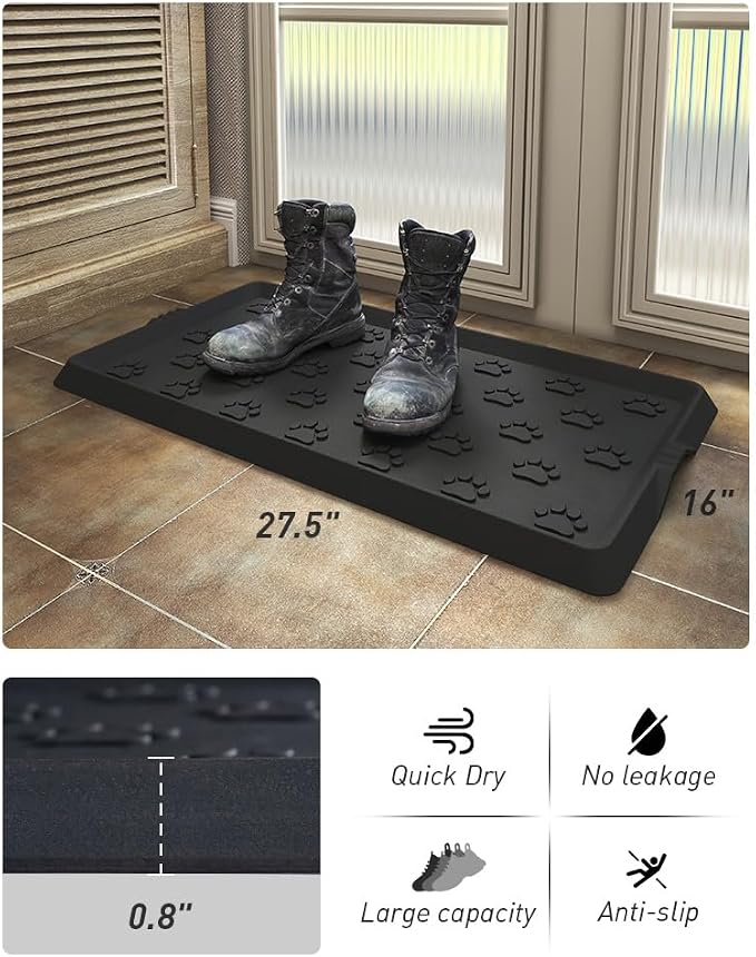 SUPENUIN Paw Pattern Boot Tray for Entryway Waterproof Rubber Mats for Dogs - Image 2