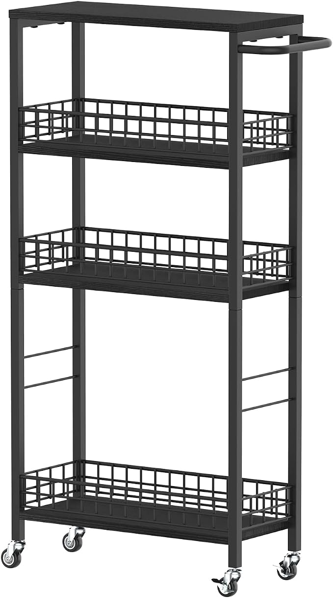 Slim Storage Cart 4 Tier Rolling Kitchen Cart Utility Serving Cart Laundry Room by NORCEESAN