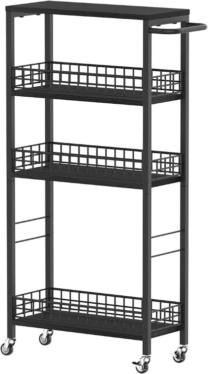 Slim Storage Cart 4 Tier Rolling Kitchen Cart Utility Serving Cart Laundry Room by NORCEESAN
