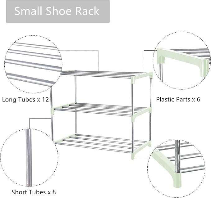 Small Shoe Rack, Narrow Stackable Shoe Shelf Organizer | - Image 5