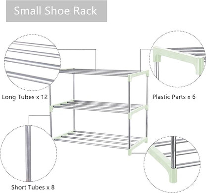 Small Shoe Rack, Narrow Stackable Shoe Shelf Organizer | - Image 5