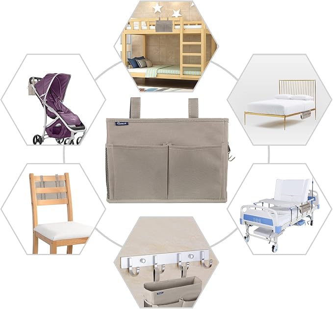 Surblue Bedside Caddy Hanging Bed Organizer Storage Bag Pocket - Image 7