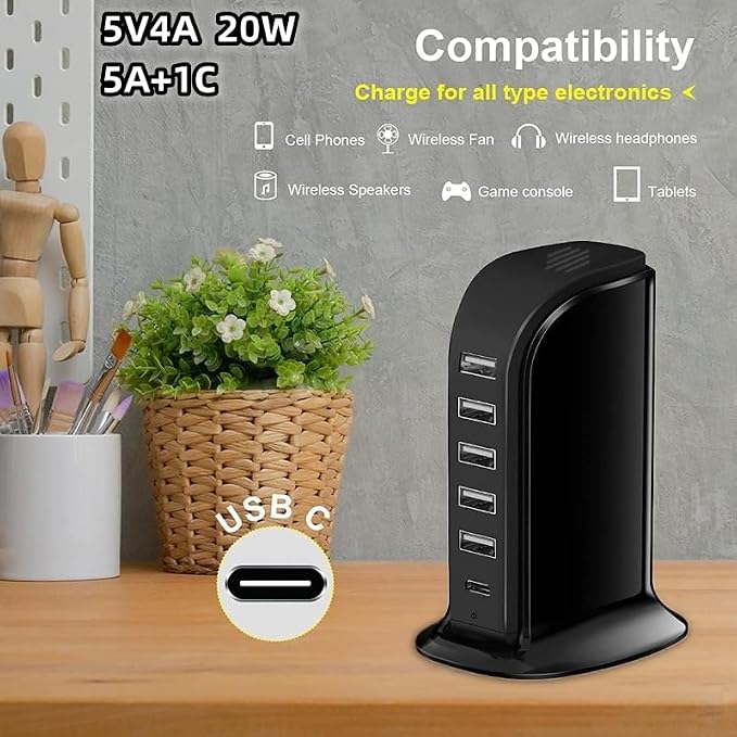 USB Charging Station for Multiple Devices, USB-C Port Supports PD Quick Charge - Image 8
