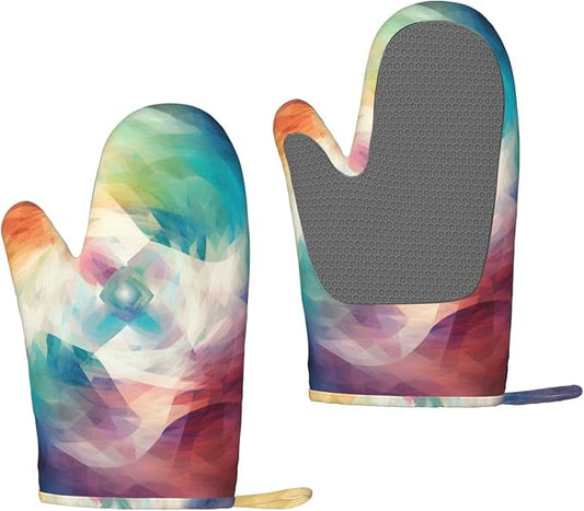 Complex Color Print Oven Mitts Set of 2, Heat Resistant Silicone Oven Mittens by Unknown