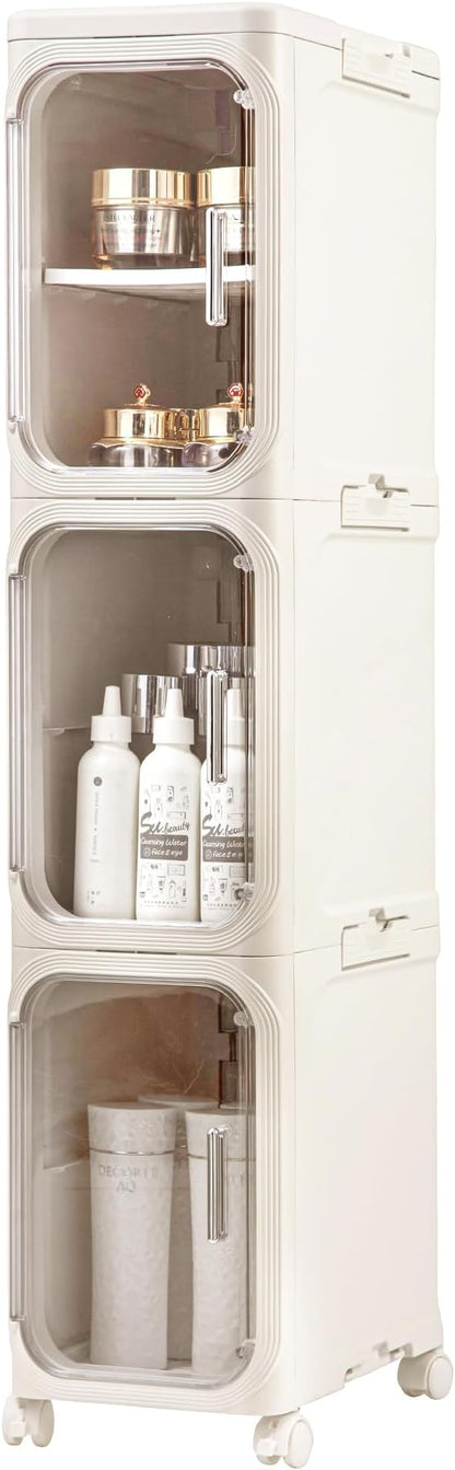 3-Tier Slim Tall Narrow Bathroom Storage Cabinet by Lifelongpal
