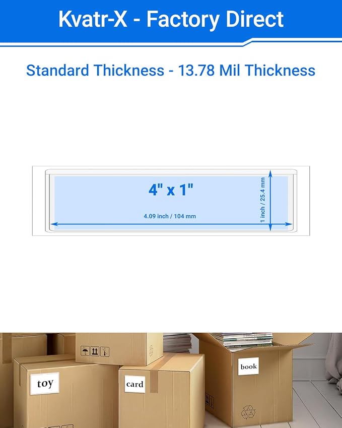 20 PCS Clear Self Adhesive Plastic Label Pockets, Top Loading Business & - Image 2