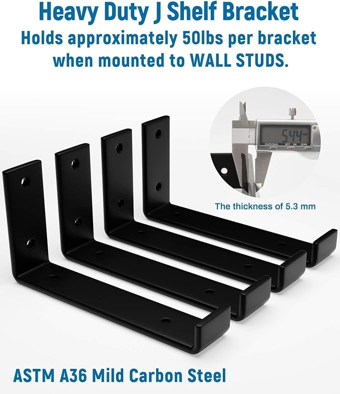 LEOPO 10 inch Shelf Brackets 4-Pack, 1/5 inch Thick Heavy Duty Industrial - Image 4