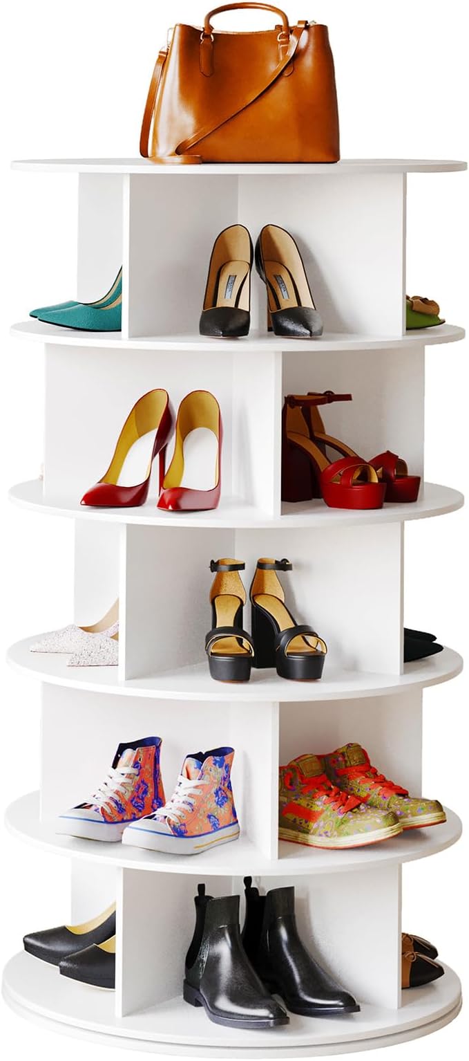 SpaceAid Cross Style 5-Tier Rotating Shoe Organizer, Spinning Shoe Rack Tower by SpaceAid