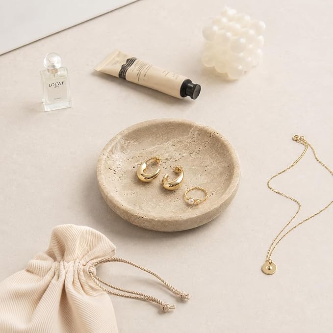 Small Natural Marble Jewelry Tray Key Plate Holder Dish Trinket Decor Catch All - Image 4