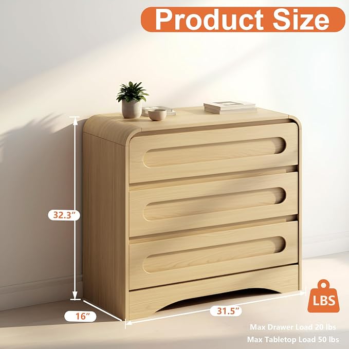 3 Drawer Dressers for Bedroom, Large Modern Dressers - Image 2