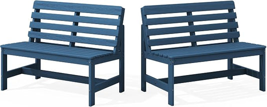 SERWALL Armless Outdoor Bench, All Weather HDPE Porch Bench, 2 Pack, Suitable by SERWALL