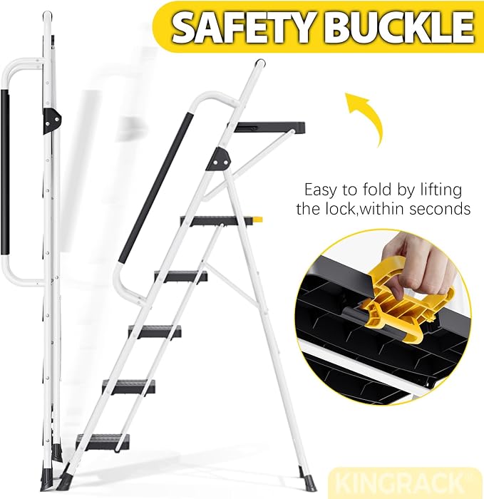 KINGRACK Folding 5-Step Ladder, 800 lbs Capacity Step Stool - Image 6