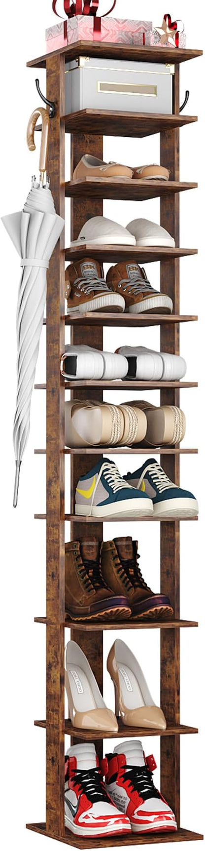HOMEFORT 10-Tier Vertical Shoe Rack, Corner Shoe Tower, Slim Shoe Organizer by HOMEFORT