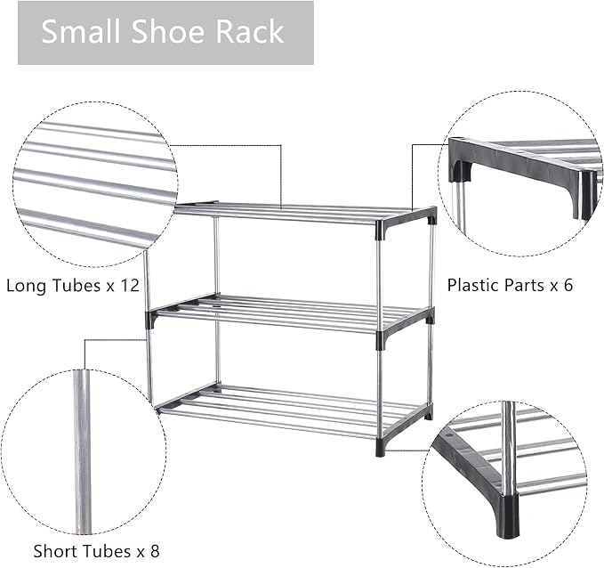 Small Shoe Rack, Narrow Stackable Shoe Shelf Organizer | - Image 5