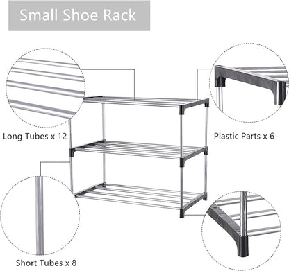 Small Shoe Rack, Narrow Stackable Shoe Shelf Organizer | - Image 5