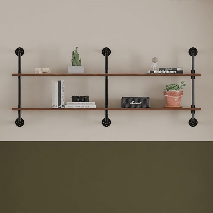 HDDFER Floating Shelves Wall Bookshelf Industrial Pipe Shelving Shelves Real by industrialpipeshelving