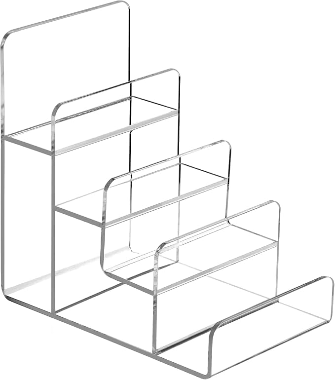 QWORK 4-Tier Acrylic Wallet and Handbag Display Stand, Space-Saving, by QWORK