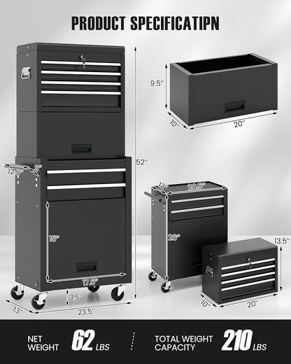 Goplus 6 Drawers Tool Chest, Rolling Metal Tool Box - Image 2