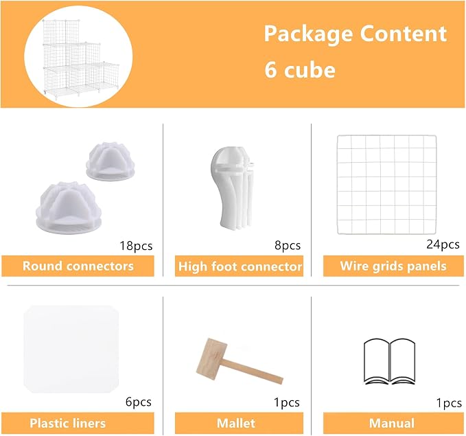 AWTATOS Wire Cube Storage, 6 Cube Closet Organizer Storage Shelf, Portable - Image 7