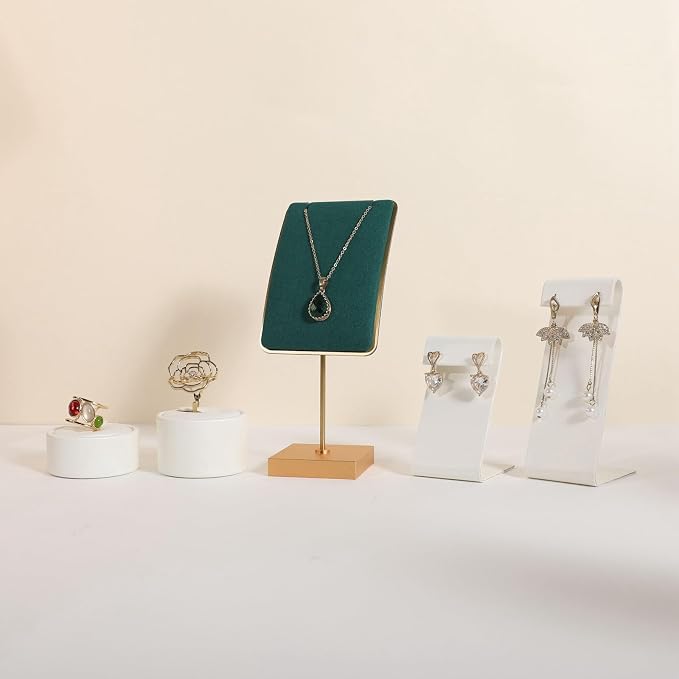 GemeShou Green necklace holder small jewelry stand, Velvet necklace display - Image 9