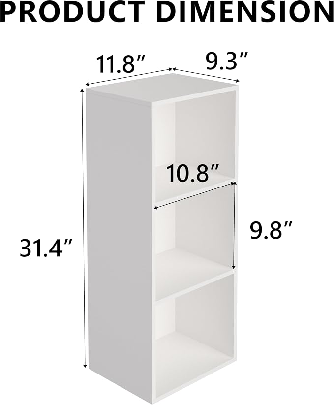 Wooden 3 Cube Storage Organizer, 3 Tier Storage Cubes Storage Display Cubby - Image 3