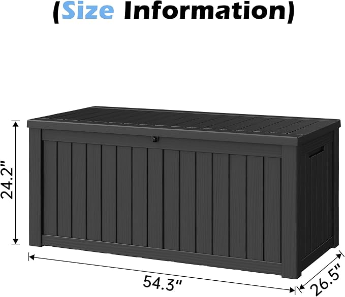 Outdoor Storage Box, 155 Gallon Resin Deck Boxes Outdoor Waterproof - Image 2