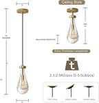 Raindrop Pendant Lights Set of 3, Pendant Lights Kitchen Island 3 Pack, Teardrop Glass Pendant Lights for Bedroom Bathroom, Island Lights, Chandelier for Living Room Hallway, Bulb Included