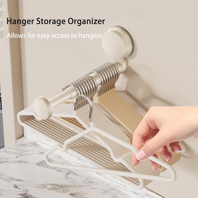Hanger Organizer Stacker, 2 Pack Suction Cup Self-Adhesive Extendable Garment - Image 2