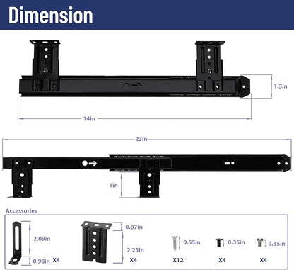 14" Keyboard Slide Heavy Duty Ball Bearing Slides Computer Tray Under Desk - Image 2