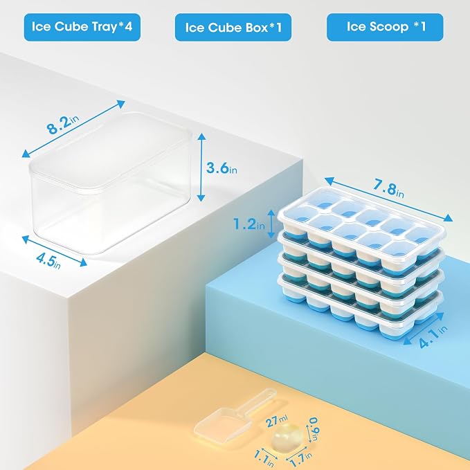 DOQAUS Ice Cube Tray with Lid and Bin - Image 6