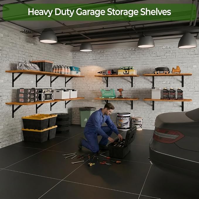 Dogsky 2-Pack Garage Storage Shelving Wall Mounted, 3x2Ft Heavy Duty Wood - Image 4
