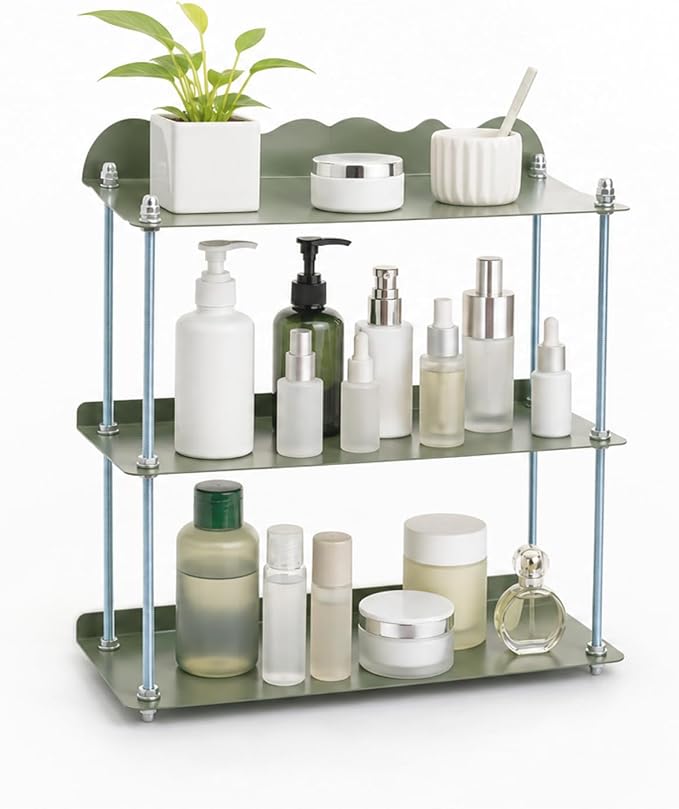 Adjustable Height Bathroom Countertop Organizer, Countertop Shelf | 3-Tier by HuiDao