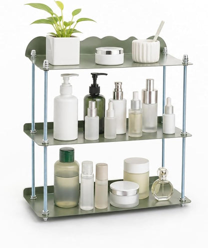 Adjustable Height Bathroom Countertop Organizer, Countertop Shelf | 3-Tier by HuiDao