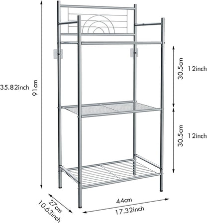 LEEDA 3-Tier Metal Shelving Unit, Sturdy Bathroom Storage Shelf & Free Standing - Image 2