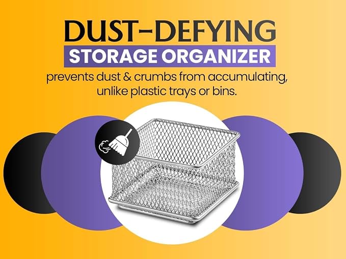 YBM HOME Silver Mesh Drawer Cabinet and or Shelf Organizer Bins, School Supply - Image 4
