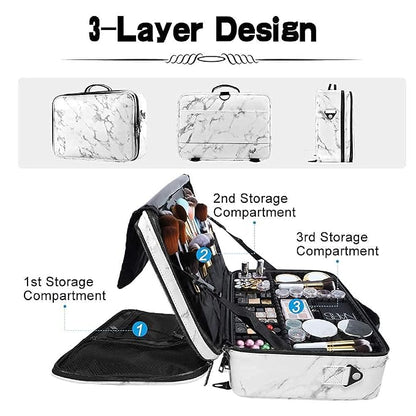 gzcz Large Capacity Travel Makeup Case Organizer, Professional Cosmetic Bags - Image 4