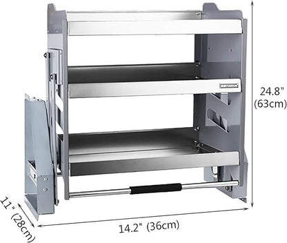 Heavy-Duty 3-Tier Pull Down Kitchen Shelf, Metal Dish & Spice Rack System - Image 7