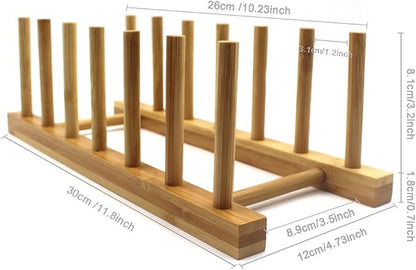 INNERNEED Bamboo Wooden Plate Racks Dish Stand Holder Kitchen Storage Cabinet - Image 4