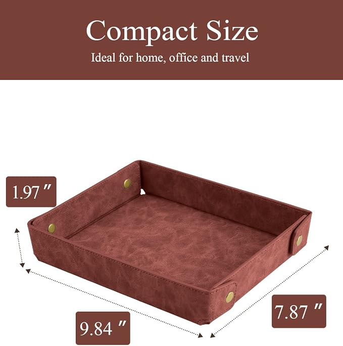 CASIRENA Father's Day Gifts Faux Leather Valet Tray Organizer - Image 4