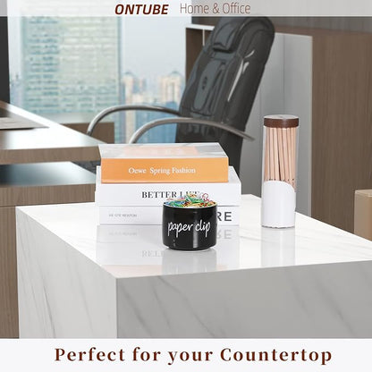 ONTUBE Farmhouse Paper Clip Holders, Ceramic Binder Clip Dispenser Organizer - Image 5