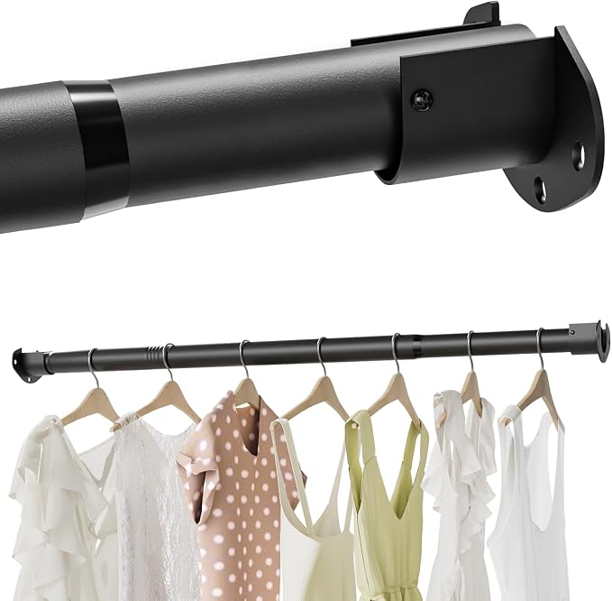 Closet Rods for Hanging Clothes, 16.5 to 88 Inches Stepless Adjustable Closet by MIUVIBENI