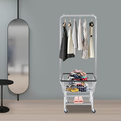 Heavy Duty Steel Wire Laundry Cart, Laundry Basket - Image 3