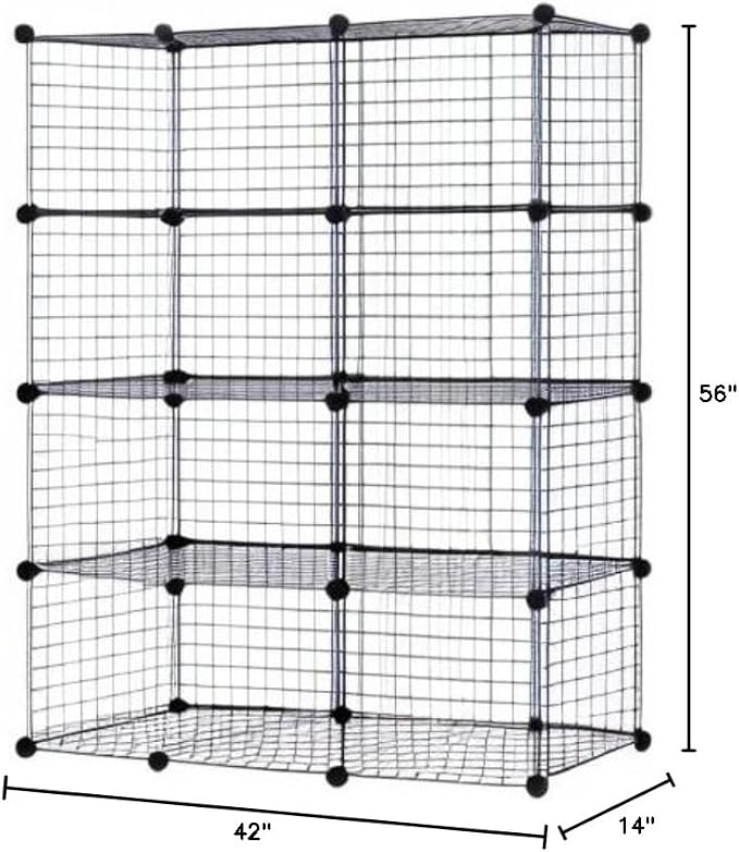 HAPPYGRILL 12-Cube Metal Wire Storage Cubes, Customizable Metal Rack Bookcase - Image 3