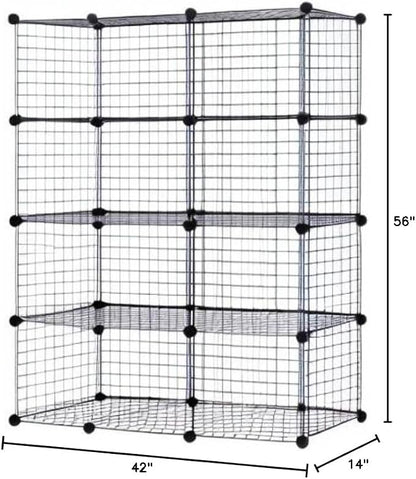 HAPPYGRILL 12-Cube Metal Wire Storage Cubes, Customizable Metal Rack Bookcase - Image 3
