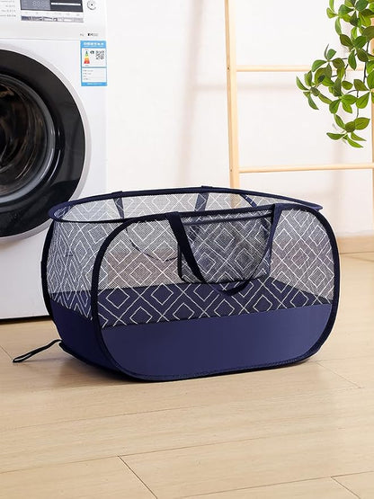 100L Extra Large Mesh Pop Up Laundry Hamper 2 Pack - Image 3