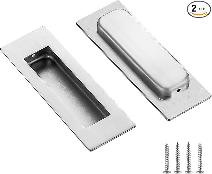 Ravinte 2 Pack Brushed Nickel Sliding Closet Door Handles Silver Flush Pulls by Ravinte