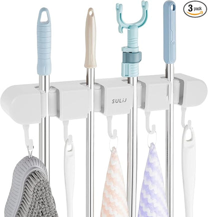 3PCS Broom Holder Wall Mount, No-Drilling Self-Adhesive Mop and Broom Storage by ServingEveryFamily