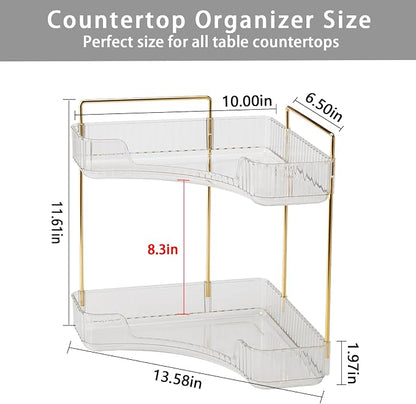 2-Tier Corner Bathroom Counter Organizer – Classic Storage Shelf - Image 2