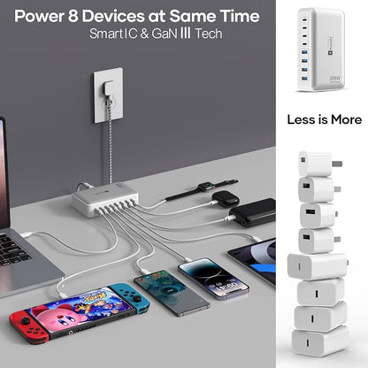 200W Charging Station for Multiple Devices, 8-Port USB C Charger Block Fast - Image 6