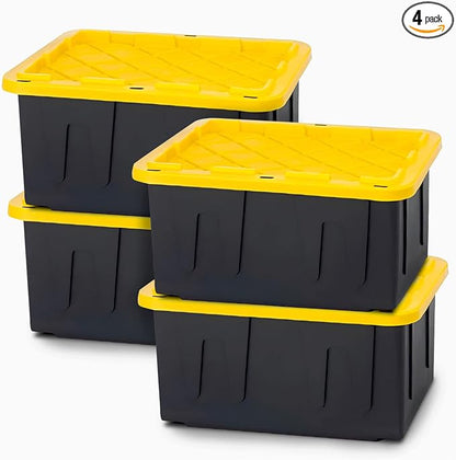 HOMZ 4-Pack Durabilt Tote, Heavy Duty Plastic Storage Bins by Homz